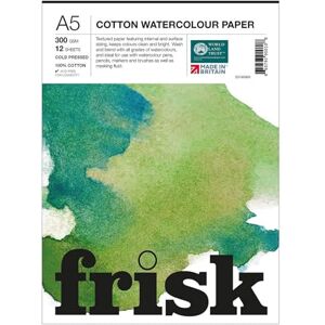 Frisk Watercolour Paper Pad 300gsm 100% Cotton Cold Pressed/Not 12sheets A5, White (23195005) Frisk Watercolour Paper Pad 300gsm 100% Cotton Cold Pressed/Not 12sheets A5, White (23195005)