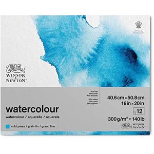 Winsor & Newton Winsor and Newton Watercolour Paper Pad, 40.6 x 50.8 cm, 12 Sheets, 300 g/m�, Glue Bound, Cold Pressed, Acid , Mixture of 25 Percent Cotton and Cellulose Fibres, Natural White Winsor & Newton Winsor and Newton Watercolour Paper Pad, 40.6 x 50.8 cm, 12 Sheets, 300 g/m�, Glue Bound, Cold Pressed, Acid , Mixture of 25 Percent Cotton and Cellulose Fibres, Natural White