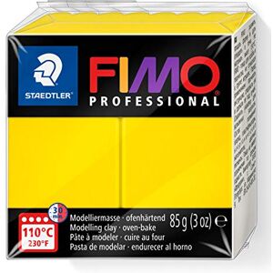 STAEDTLER 8004-100 FIMO Professional Oven-Hardening Polymer Modelling Clay, 85g - True Yellow (Single Block)