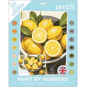 DOCRAFTS ARTISTE Large Paint by Numbers, Lemons, Summer Craft, 395x295mm Board 14 Acrylic Colour Paint 3 Size Brush Set, Adults Craft, Hobbies Craft, Number Coded Design, Personalised Art DOCRAFTS ARTISTE Large Paint by Numbers, Lemons, Summer Craft, 395x295mm Board 14 Acrylic Colour Paint 3 Size Brush Set, Adults Craft, Hobbies Craft, Number Coded Design, Personalised Art