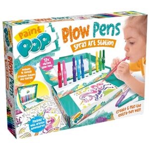 Paint Pop Blow Pens Spray Art Station Children’s Artistic Adventure and Activity Set for Hours of Creative Fun and Play Easy Assembly, 12 Vibrant Coloured Quick Drying Pens, 14 Stencils, 4+ Paint Pop Blow Pens Spray Art Station Children’s Artistic Adventure and Activity Set for Hours of Creative Fun and Play Easy Assembly, 12 Vibrant Coloured Quick Drying Pens, 14 Stencils, 4+