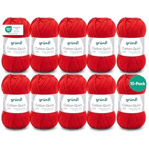 Gründl Quick Plain Knitting Crochet Yarn-10 balls (colourful yarn made from 100%, Oeko-Tex certified, 50 g/125 m, needle size: 3-4, 10 x 50 g), cherry, Cotton Gründl Quick Plain Knitting Crochet Yarn-10 balls (colourful yarn made from 100%, Oeko-Tex certified, 50 g/125 m, needle size: 3-4, 10 x 50 g), cherry, Cotton