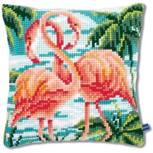 Vervaco Cross Stitch Cushion Flamingos, Cotton Blend, Assorted, 43.6 x 23.6 x 30 cm Vervaco Cross Stitch Cushion Flamingos, Cotton Blend, Assorted, 43.6 x 23.6 x 30 cm