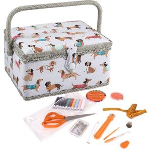 Hobby Gift Filled Sewing Box - Craft & Hobby Storage, Sewing Basket with 94 Piece Sewing Kit Included, Medium, Sausage Dog - Sewing Box Hobby Gift Filled Sewing Box - Craft & Hobby Storage, Sewing Basket with 94 Piece Sewing Kit Included, Medium, Sausage Dog - Sewing Box