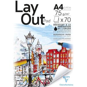 Clairefontaine Ref 96533C Layout Glued Pad (70 Sheets) A4 (210 x 297mm) in Size, 75gsm Extra White Smooth Paper, Bleedproof Paper Suitable for Pens & Alcohol Markers Clairefontaine Ref 96533C Layout Glued Pad (70 Sheets) A4 (210 x 297mm) in Size, 75gsm Extra White Smooth Paper, Bleedproof Paper Suitable for Pens & Alcohol Markers