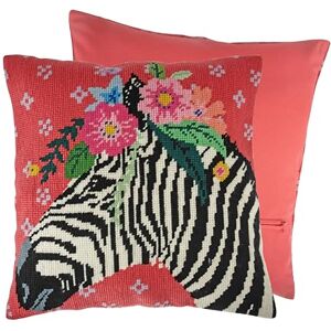 Trimits Half Stitch Cross Stitch Cushion Kit, Cushion Back Included, Pre Printed Canvas, Yarn and Needle Included 40 x 40cm (15.75 x 15.75in), Zebra Trimits Half Stitch Cross Stitch Cushion Kit, Cushion Back Included, Pre Printed Canvas, Yarn and Needle Included 40 x 40cm (15.75 x 15.75in), Zebra