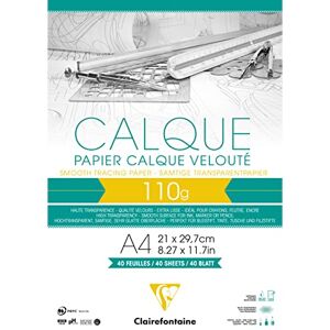 Clairefontaine Ref 975106C Tracing Paper Pad (40 Sheets) A4 Sized, 110g, High Transparency, Smooth Surface, Acid Free, Printable Suitable for Ink, Marker & Pencil Clairefontaine Ref 975106C Tracing Paper Pad (40 Sheets) A4 Sized, 110g, High Transparency, Smooth Surface, Acid Free, Printable Suitable for Ink, Marker & Pencil
