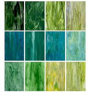 Unicoshape 12 Sheets Stained Glass Pack, 6" X 4" Cathedral Art Mosaic Glass Tiles, Mixed Green Unicoshape 12 Sheets Stained Glass Pack, 6" X 4" Cathedral Art Mosaic Glass Tiles, Mixed Green