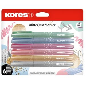 Kores Glitter Textmarker Set (6 pcs) Quick Drying Smear Resistant Ink Chisel Tip Suitable for All Paper Types 1-4 mm Line Width Pack of 6 Kores Glitter Textmarker Set (6 pcs) Quick Drying Smear Resistant Ink Chisel Tip Suitable for All Paper Types 1-4 mm Line Width Pack of 6