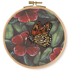 DMC Orange Butterfly Cross Stitch Kit, Includes Embroidery Threads, Needle, Wooden Drum and Instructions DMC Orange Butterfly Cross Stitch Kit, Includes Embroidery Threads, Needle, Wooden Drum and Instructions