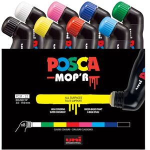 Posca MOP’R PCM-22 Water Based Permanent Paint Markers. Round Tip for Art & Crafts. Multi Surface Use On Wood Metal Paper Canvas Cardboard Glass Fabric Ceramic Rock Stone Pebble Porcelain. Box of 8 Posca MOP’R PCM-22 Water Based Permanent Paint Markers. Round Tip for Art & Crafts. Multi Surface Use On Wood Metal Paper Canvas Cardboard Glass Fabric Ceramic Rock Stone Pebble Porcelain. Box of 8