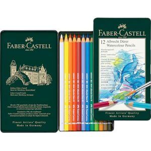 Faber Art & Graphic Albrecht Dürer Watercolour Pencil, Multicoloured, Tin of 12, Art, Craft, Drawing, Sketching, Home, School, University, Colouring Faber Art & Graphic Albrecht Dürer Watercolour Pencil, Multicoloured, Tin of 12, Art, Craft, Drawing, Sketching, Home, School, University, Colouring