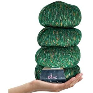 KnitPal Cotton Alpaca Tweed, #3 DK, Light Worsted Yarn Pack of 4 (536m/200g), Super Soft Fluffy Multicolour Blend for Knitting and Crocheting Hats, Shawls, Garments, Blankets (Emerald Green) KnitPal Cotton Alpaca Tweed, #3 DK, Light Worsted Yarn Pack of 4 (536m/200g), Super Soft Fluffy Multicolour Blend for Knitting and Crocheting Hats, Shawls, Garments, Blankets (Emerald Green)