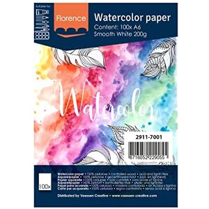 Vaessen Creative Florence Hot Pressed Watercolour Paper - A6 - 200gsm Vaessen Creative Florence Hot Pressed Watercolour Paper - A6 - 200gsm