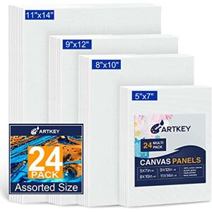 Artkey Canvas Panels 24-Pack 13x18, 20x25, 24x30, 28x36cm, 300 GSM Triple Primed Acid-Free 100% Cotton Paint Canvas for Painting, Blank Flat Canvas Board for Oil Paint Acrylics Watercolor Tempera Paint Artkey Canvas Panels 24-Pack 13x18, 20x25, 24x30, 28x36cm, 300 GSM Triple Primed Acid-Free 100% Cotton Paint Canvas for Painting, Blank Flat Canvas Board for Oil Paint Acrylics Watercolor Tempera Paint