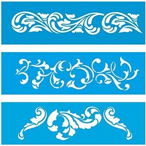 Litoarte (Set of 3) 28 cm x 8 cm Flexible Plastic Universal Stencil Wall Airbrush Furniture Textile Decor Decorative Pattern Design Art Craft Drawing Stencil Wall Stencil Leaves Flowers Summer Litoarte (Set of 3) 28 cm x 8 cm Flexible Plastic Universal Stencil Wall Airbrush Furniture Textile Decor Decorative Pattern Design Art Craft Drawing Stencil Wall Stencil Leaves Flowers Summer