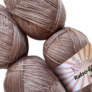 KnitPal Retro-Glam Metallic Sparkle Yarn, Sheen, Soft, Shiny for Knitting and Crocheting, Bulk Size 4 Skeins, 1172m/400g, #3 DK Weight (Pink Grey) KnitPal Retro-Glam Metallic Sparkle Yarn, Sheen, Soft, Shiny for Knitting and Crocheting, Bulk Size 4 Skeins, 1172m/400g, #3 DK Weight (Pink Grey)