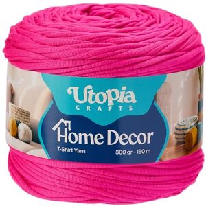 Utopia Crafts T-Shirt Yarn for Crocheting and Knitting Home Decor 300g/150m Elastic Microfibre Fabric Yarn Oeko-Tex Certified Washable Crochet Baskets Bags Rugs & Macramé 5-7mm Hook (Fuchsia Pink) Utopia Crafts T-Shirt Yarn for Crocheting and Knitting Home Decor 300g/150m Elastic Microfibre Fabric Yarn Oeko-Tex Certified Washable Crochet Baskets Bags Rugs & Macramé 5-7mm Hook (Fuchsia Pink)
