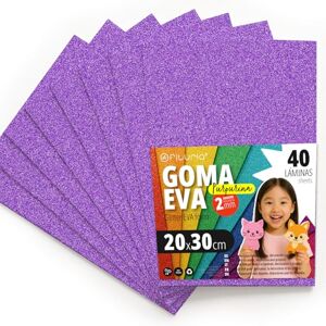 OFITURIA Glitter Eva Rubber for Creative Crafts, Glitter Foam Sheets for DIY, School Projects, Decorative Art, Scrapbooking 20 x 30 cm (Purple Glitter, 40 pcs) OFITURIA Glitter Eva Rubber for Creative Crafts, Glitter Foam Sheets for DIY, School Projects, Decorative Art, Scrapbooking 20 x 30 cm (Purple Glitter, 40 pcs)