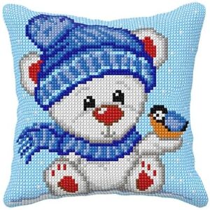 Orchidea Bear with Bird Cushion Cross-Stitch kit (quickpoint Pillow Cover kit) 40 x 40cm. Skill Level Medium Orchidea Bear with Bird Cushion Cross-Stitch kit (quickpoint Pillow Cover kit) 40 x 40cm. Skill Level Medium