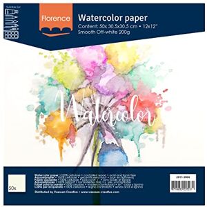 Creative Labs Florence Watercolour Paper 12x12 in Ivory, 300 GSM, Artist Grade Quality, Smooth Surface, 50 Sheets for Scrapbooking, Painting, Handlettering, Art Projects, 12 x 12 Creative Labs Florence Watercolour Paper 12x12 in Ivory, 300 GSM, Artist Grade Quality, Smooth Surface, 50 Sheets for Scrapbooking, Painting, Handlettering, Art Projects, 12 x 12