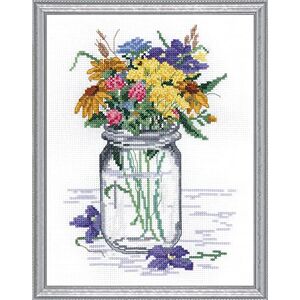 Janlynn Wildflower Jar Counted Cross Stitch Kit, Cotton, Multi-Colour, 20.3 x 25.5 x 0.1 cm Janlynn Wildflower Jar Counted Cross Stitch Kit, Cotton, Multi-Colour, 20.3 x 25.5 x 0.1 cm