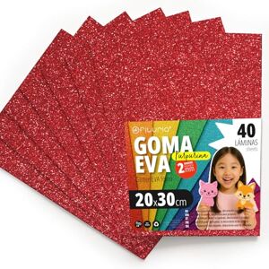 OFITURIA Glitter Eva Rubber for Creative Crafts, Glitter Foam Sheets for DIY, School Projects, Decorative Art, Scrapbooking 20 x 30 cm (Red Glitter, 40 pcs) OFITURIA Glitter Eva Rubber for Creative Crafts, Glitter Foam Sheets for DIY, School Projects, Decorative Art, Scrapbooking 20 x 30 cm (Red Glitter, 40 pcs)