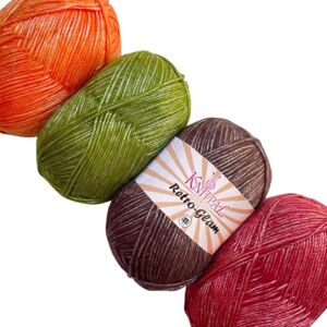 KnitPal Retro-Glam Metallic Yarn, Super Soft & Shiny Acrylic for Knitting and Crocheting, Assorted Multi-Colour Set, Bulk Size 4 Skeins, 1172m/400g, #3 DK Weight/Light Worsted (Fall Pack) KnitPal Retro-Glam Metallic Yarn, Super Soft & Shiny Acrylic for Knitting and Crocheting, Assorted Multi-Colour Set, Bulk Size 4 Skeins, 1172m/400g, #3 DK Weight/Light Worsted (Fall Pack)