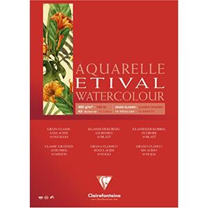 Clairefontaine Ref 96393C Etival Classic Grained Glued Watercolour Painting & Drawing Pad (10 Sheets of Paper) A3 (42 x 29.7cm) 300gsm Cellulose Art Paper Clairefontaine Ref 96393C Etival Classic Grained Glued Watercolour Painting & Drawing Pad (10 Sheets of Paper) A3 (42 x 29.7cm) 300gsm Cellulose Art Paper