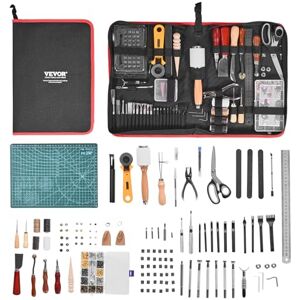 VEVOR Leather Working Tools Kit, 61 PCS Leather Craft Tools with Portable Canvas Storage Bag, Engraving Punching Sewing Stamping Sanding Tools, Ideal for Beginners DIY Enthusiasts and Professionals VEVOR Leather Working Tools Kit, 61 PCS Leather Craft Tools with Portable Canvas Storage Bag, Engraving Punching Sewing Stamping Sanding Tools, Ideal for Beginners DIY Enthusiasts and Professionals