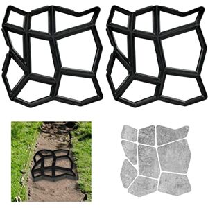 Relaxdays Concrete Mould, 2X Set, Irregular Shape, Cement Cast, Pavement Stone, Patio, Plaster, HxWxD: 4x42x42cm, Black Relaxdays Concrete Mould, 2X Set, Irregular Shape, Cement Cast, Pavement Stone, Patio, Plaster, HxWxD: 4x42x42cm, Black