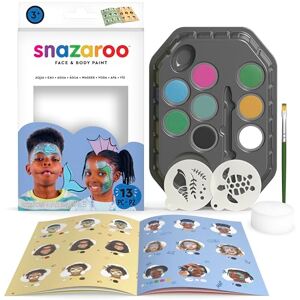 Snazaroo Aqua Face Painting Palette Kit for Kids & Adults, 8 Colours, 13pcs, Stencils, Brush, Sponge, Guide, Water Based, Easily Washable, Non-Toxic, Makeup, Body Painting & Parties Snazaroo Aqua Face Painting Palette Kit for Kids & Adults, 8 Colours, 13pcs, Stencils, Brush, Sponge, Guide, Water Based, Easily Washable, Non-Toxic, Makeup, Body Painting & Parties