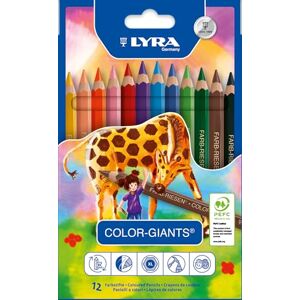 LYRA Color Giants Wooden Large Colouring Pencils, 12 Assorted Colours, Ideal for Children & Schools LYRA Color Giants Wooden Large Colouring Pencils, 12 Assorted Colours, Ideal for Children & Schools