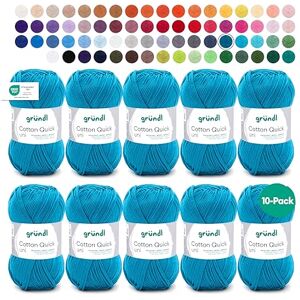 Gründl Cotton Quick Uni knitting/crochet yarn, 10 balls à 50 g (colourful yarn made of 100% cotton, OEKO-TEX certified, 50 g / 125 m, needle size: 3-4, 10 x 50 g), Petrol Gründl Cotton Quick Uni knitting/crochet yarn, 10 balls à 50 g (colourful yarn made of 100% cotton, OEKO-TEX certified, 50 g / 125 m, needle size: 3-4, 10 x 50 g), Petrol