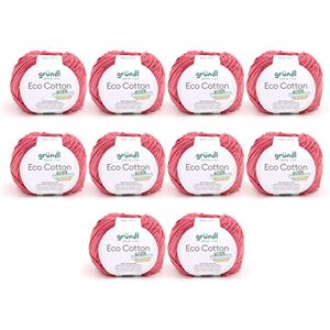 Gründl Eco Cotton Wool (Yarn Made from 100% Organic Cotton, Oeko-Tex® Certified, Easy to Clean and Washable, 50 g/105 m, Needle Size: 3.50-4.50 mm, 10 x 50 g), Rose Gründl Eco Cotton Wool (Yarn Made from 100% Organic Cotton, Oeko-Tex® Certified, Easy to Clean and Washable, 50 g/105 m, Needle Size: 3.50-4.50 mm, 10 x 50 g), Rose
