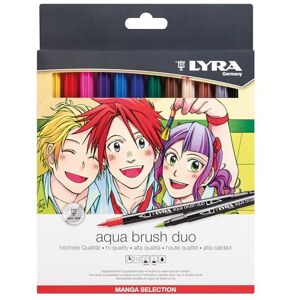 LYRA Aqua Brush Duo, Fine Art Brush Marker Set, Dual Tip, 12 Assorted Colours, Water Soluble Pens, for Professionals & Students LYRA Aqua Brush Duo, Fine Art Brush Marker Set, Dual Tip, 12 Assorted Colours, Water Soluble Pens, for Professionals & Students