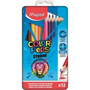 Maped Strong Color'Peps Coloured Pencils 12 Ultra-Resistant and Ergonomic Colouring Pencils Metal Box of 12 Resin Pencils Maped Strong Color'Peps Coloured Pencils 12 Ultra-Resistant and Ergonomic Colouring Pencils Metal Box of 12 Resin Pencils