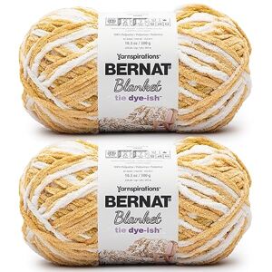 Bernat Blanket Tie Dye-ish Golden Rays Pack of 10.5oz/300g-Polyester-6 Super Bulky-220 Yards-Knitting/Crochet Yarn, 2 Bernat Blanket Tie Dye-ish Golden Rays Pack of 10.5oz/300g-Polyester-6 Super Bulky-220 Yards-Knitting/Crochet Yarn, 2