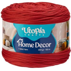 Utopia Crafts T-Shirt Yarn for Crocheting and Knitting Home Decor 300g/150m Elastic Microfibre Fabric Yarn Oeko-Tex Certified Washable Crochet Baskets Bags Rugs & Macramé 5-7mm Hook (Scarlet Red) Utopia Crafts T-Shirt Yarn for Crocheting and Knitting Home Decor 300g/150m Elastic Microfibre Fabric Yarn Oeko-Tex Certified Washable Crochet Baskets Bags Rugs & Macramé 5-7mm Hook (Scarlet Red)