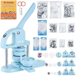 VEVOR Button Maker, 1/1.25/2.28 inch(25/32/58mm) 3-in-1 Pin Maker, 300pcs Button Parts, Button Maker Machine with Panda Magic Book, Ergonomic Arc Handle Punch Press Kit, for Children DIY Gifts, Blue VEVOR Button Maker, 1/1.25/2.28 inch(25/32/58mm) 3-in-1 Pin Maker, 300pcs Button Parts, Button Maker Machine with Panda Magic Book, Ergonomic Arc Handle Punch Press Kit, for Children DIY Gifts, Blue
