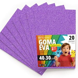 OFITURIA Glitter Eva Rubber for Creative Crafts, Glitter Foam Sheets for DIY, School Projects, Decorative Art, Scrapbooking 40 x 30 cm (Purple Glitter, 20 pcs) OFITURIA Glitter Eva Rubber for Creative Crafts, Glitter Foam Sheets for DIY, School Projects, Decorative Art, Scrapbooking 40 x 30 cm (Purple Glitter, 20 pcs)