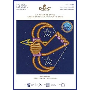 DMC Star Sign Cross Stitch Kit Sagittarius, Includes Aida Fabric 5.5pts/cm, Mouliné Étoile Thread, Needle and Chart DMC Star Sign Cross Stitch Kit Sagittarius, Includes Aida Fabric 5.5pts/cm, Mouliné Étoile Thread, Needle and Chart