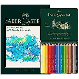 Faber A4 Watercolour Pad & Tin Of 24 Albrecht Dürer Watercolour Pencils Art Set For Adult Colouring Books, Craft Supplies, Drawing, Sketching, Lightfast Pencils, Schools, Home, College… Faber A4 Watercolour Pad & Tin Of 24 Albrecht Dürer Watercolour Pencils Art Set For Adult Colouring Books, Craft Supplies, Drawing, Sketching, Lightfast Pencils, Schools, Home, College…