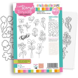 Polkadoodles Hello Sketchy Flower A5/6 x 8 Clear Photopolymer Stamps Polkadoodles Hello Sketchy Flower A5/6 x 8 Clear Photopolymer Stamps