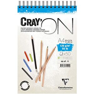 Clairefontaine Ref 975024C Cray'On White Wirebound Sketch Pad (50 Sheets) A4 (21 x 29.7cm) Size, 120gsm 100% Cellulose Paper, Grained One Size & Smooth Other Side Clairefontaine Ref 975024C Cray'On White Wirebound Sketch Pad (50 Sheets) A4 (21 x 29.7cm) Size, 120gsm 100% Cellulose Paper, Grained One Size & Smooth Other Side
