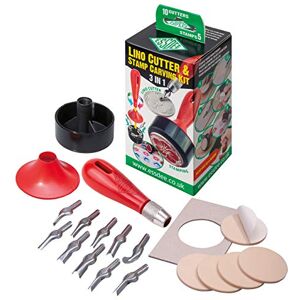 ESSDEE Lino Cutter and Stamp Carving Kit (10 Cutters and 5 Carving Stamps), Multicoloured, 13.7 x 6.5 x 6 cm ESSDEE Lino Cutter and Stamp Carving Kit (10 Cutters and 5 Carving Stamps), Multicoloured, 13.7 x 6.5 x 6 cm