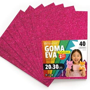 OFITURIA Glitter Eva Foam for Creative Crafts, Glitter Foam Sheets for DIY, School Projects, Decorative Art, Scrapbooking 20 x 30 cm (Fuchsia Glitter, 40 Pcs) OFITURIA Glitter Eva Foam for Creative Crafts, Glitter Foam Sheets for DIY, School Projects, Decorative Art, Scrapbooking 20 x 30 cm (Fuchsia Glitter, 40 Pcs)