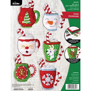 Bucilla , Cozy Christmas, Felt Applique 6 Piece Ornament Making Kit, Perfect for Holiday DIY Needlepoint Arts and Crafts, 89639E Bucilla , Cozy Christmas, Felt Applique 6 Piece Ornament Making Kit, Perfect for Holiday DIY Needlepoint Arts and Crafts, 89639E