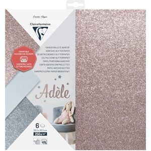 Clairefontaine 95735C Set of 6 Sheets of Glitter Adhesive Cutting Paper 250gsm 30,5x30,5 cm AST Pink White Silver Creative Leisure Compatible Cutting Clairefontaine 95735C Set of 6 Sheets of Glitter Adhesive Cutting Paper 250gsm 30,5x30,5 cm AST Pink White Silver Creative Leisure Compatible Cutting