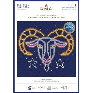 DMC Star Sign Cross Stitch Kit Aries, Includes Aida Fabric 5.5pts/cm, Mouliné Étoile Thread, Needle and Chart DMC Star Sign Cross Stitch Kit Aries, Includes Aida Fabric 5.5pts/cm, Mouliné Étoile Thread, Needle and Chart